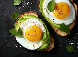 gesund Frühstück mit gebraten Eier foto