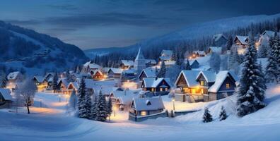 hölzern Haus im Winter Zeit foto