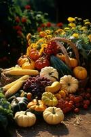 Ernte Jahreszeit, Füllhorn, Früchte, Gemüse, Bauern' Markt foto