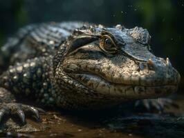 Krokodil Porträt erstellt mit generativ ai Technologie foto