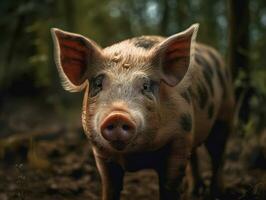 Schwein Porträt erstellt mit generativ ai Technologie foto