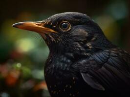 Amsel Vogel Porträt erstellt mit generativ ai Technologie foto