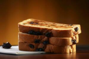 Rosine Scheiben Brot Toast. generieren ai foto