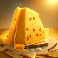 köstlich Käse Stücke auf ein hölzern Tisch, ai generativ foto