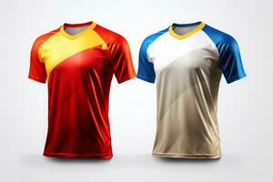 Attrappe, Lehrmodell, Simulation Sport Fußball Mannschaft Uniformen mehrere Farben Shirt, generativ ai Illustration foto