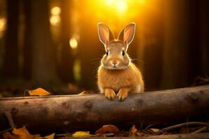 Nahansicht von süß Hase mit schön Bokeh Hintergrund, generativ ai Illustration foto