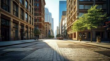 klassisch die Architektur und städtisch Straßen, leeren Straße im das Stadt, generativ ai Illustration foto