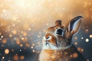 Nahansicht von süß Hase mit schön Bokeh Hintergrund, generativ ai Illustration foto