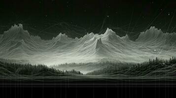 Berg Drahtmodell Landschaft topografisch ai generiert foto