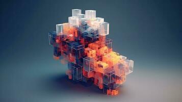 3d Voxel Nano Struktur ai generiert foto