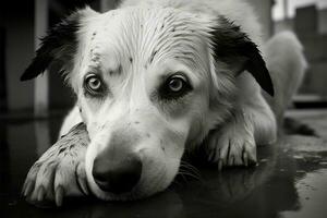 tropisch Depression im Thailand gefangen durch schwarz und Weiß Hund Fotos ai generiert