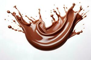 Foto ein Spritzen von Schokolade isoliert auf Weiß Hintergrund generativ ai