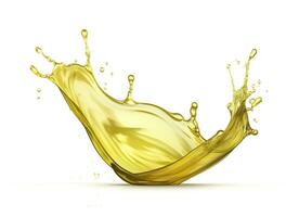 Olive oder Motor Öl Spritzen, kosmetisch Serum Flüssigkeit isoliert auf Weiß Hintergrund. generativ ai foto