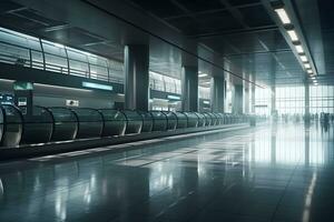 Flughafen Terminal Rolltreppe. neural Netzwerk ai generiert foto