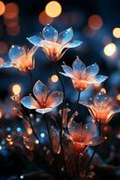 minimalistisch Biolumineszenz winzig Blume Hintergrund. ai generativ foto