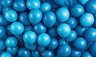 Blau Luftballons Hintergrund. festlich malen. zum Banner, Postkarte, Buch Illustration. erstellt mit generativ ai Werkzeuge foto