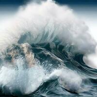 Nahansicht von Welle brechen auf das Felsen la Runion Frankreich. generativ ai foto