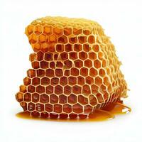 Bienenwabe Stück. Honig Scheibe isoliert auf Weiß Hintergrund. Paket Design Element ai generiert foto