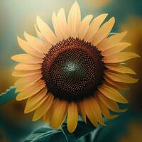 schön Sonnenblume auf ein sonnig Tag mit ein natürlich Hintergrund. selektiv Fokus. hoch Qualität Foto generativ ai