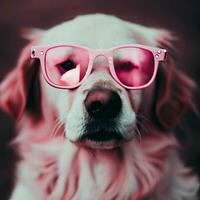 ein Hund tragen Rosa Brille mit Rosa Brille generativ ai foto