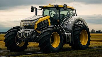 landwirtschaftlich Traktor isoliert auf Hintergrund. 3d Rendern - - futuristisch Traktor Illustration. foto