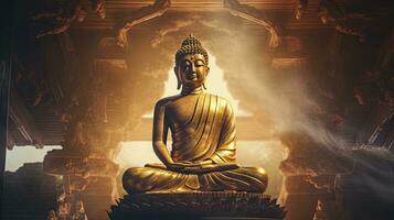 golden Buddha Statue mit spritzt von Licht , Buddha Statue benutzt wie Amulette von Buddhismus Religion foto