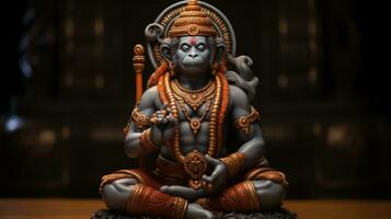 3d Illustration von das indisch Gott Hanuman mit ein Blumen- Hintergrund Umgebung Es. foto