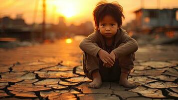 asiatisch Kinder Leben im Armut und Dürre foto