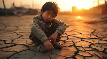 asiatisch Kinder Leben im Armut und Dürre foto