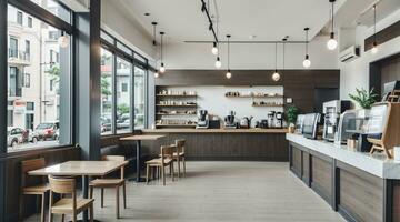 3d machen Cafe Innere zu trinken Kaffee mit freunde foto