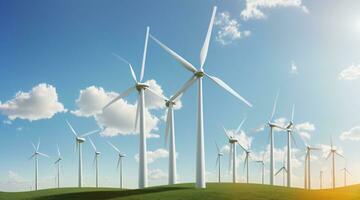 Turbine Wind Leistung Energie zum Herstellung Grün Elektrizität foto