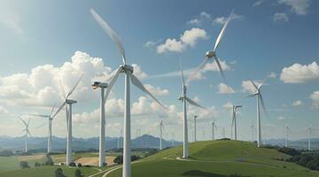 Turbine Wind Leistung Energie zum Herstellung Grün Elektrizität foto