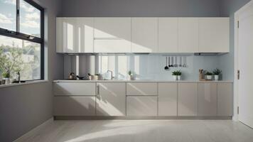 3d machen minimalistisch Küche Innere foto