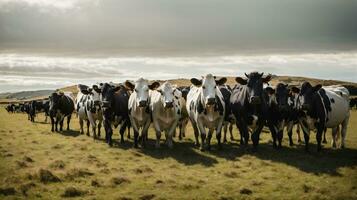 Herde Kühe auf Neu Neuseeland Gras Feld foto