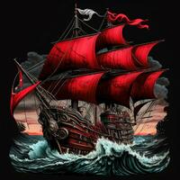 ein Pirat Schiff im das Ozean foto