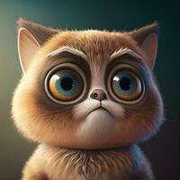 süß Katze Charakter mit groß Augen foto