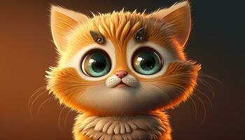 süß Katze Charakter mit groß Augen foto