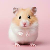 ein süß Hamster auf Rosa Hintergrund generativ ai foto