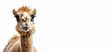 ein Kamel Gesicht auf Weiß Hintergrund generativ ai foto