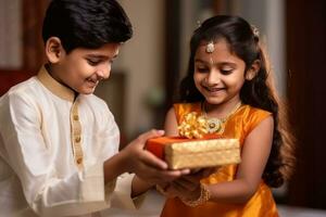 Raksha Bandhan Liebe Foto von Bruder und Schwester generativ ai