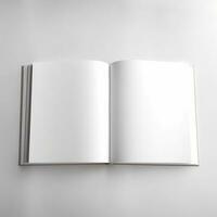 ein leer öffnen Hinweis Buch auf Weiß Hintergrund generativ ai foto