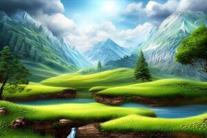 Natur Hintergrund, Natur Landschaft Hintergrund, Natur Hintergrund, Landschaft Hintergrund, ai generativ foto