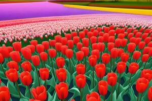 Tulpe Blume Hintergrund, Tulpe Blume Landschaft Hintergrund, Natur Hintergrund, Landschaft Hintergrund, ai generativ foto