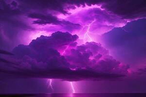 Gewitter Himmel, Rosa Gewitter Hintergrund, Rosa Gewitter Hintergrund, Rosa stürmisch Himmel Hintergrund, regnerisch Himmel, Sturm Wolken, ai generativ foto