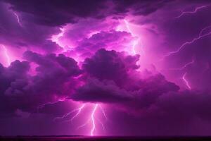 Gewitter Himmel, Rosa Gewitter Hintergrund, Rosa Gewitter Hintergrund, Rosa stürmisch Himmel Hintergrund, regnerisch Himmel, Sturm Wolken, ai generativ foto