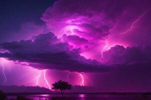 Gewitter Himmel, Rosa Gewitter Hintergrund, Rosa Gewitter Hintergrund, Rosa stürmisch Himmel Hintergrund, regnerisch Himmel, Sturm Wolken, ai generativ foto