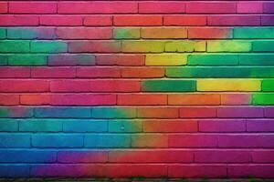 Regenbogen Backstein Mauer Hintergrund, Regenbogen Mauer Hintergrund, Backstein Mauer Hintergrund, Mauer Hintergrund, Backstein Hintergrund, Backstein Mauer Textur Hintergrund, ai generativ foto