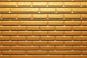 Gold Backstein Mauer Hintergrund, Gold Mauer Hintergrund, Backstein Mauer Hintergrund, Mauer Hintergrund, Backstein Hintergrund, Backstein Mauer Textur Hintergrund, Backstein Muster, Backstein Wand, ai generativ foto