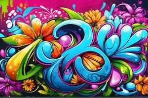 Blume Graffiti Hintergrund, Graffiti Hintergrund, Blumen- Graffiti Muster, Blume Graffiti Hintergrund, Blume Graffiti Kunst, Blumen- Graffiti malen, ai generativ foto