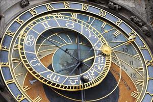 Detail der historischen mittelalterlichen astronomischen Uhr in Prag am alten Rathaus, Tschechien? foto